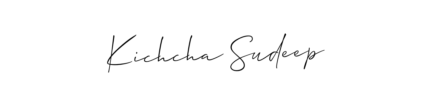 How to Draw Kichcha Sudeep signature style? Allison_Script is a latest design signature styles for name Kichcha Sudeep. Kichcha Sudeep signature style 2 images and pictures png