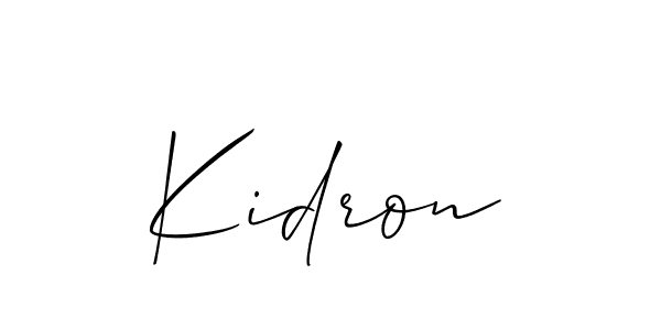 Use a signature maker to create a handwritten signature online. With this signature software, you can design (Allison_Script) your own signature for name Kidron. Kidron signature style 2 images and pictures png