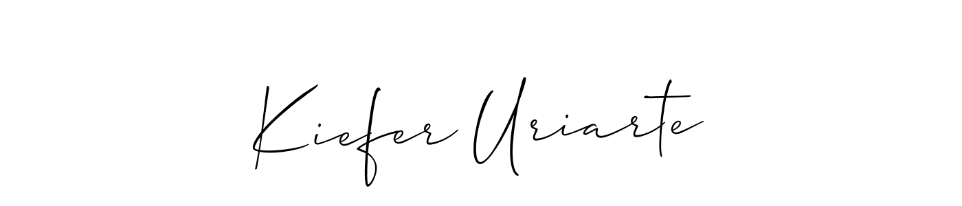 The best way (Allison_Script) to make a short signature is to pick only two or three words in your name. The name Kiefer Uriarte include a total of six letters. For converting this name. Kiefer Uriarte signature style 2 images and pictures png