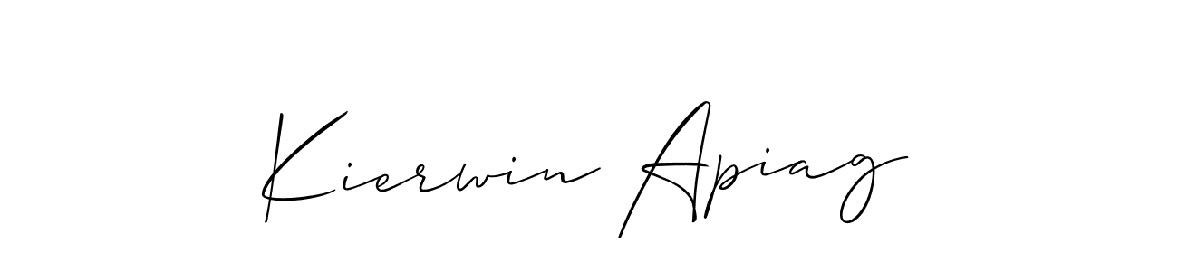 Make a short Kierwin Apiag signature style. Manage your documents anywhere anytime using Allison_Script. Create and add eSignatures, submit forms, share and send files easily. Kierwin Apiag signature style 2 images and pictures png
