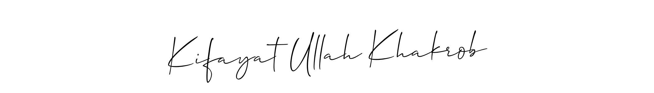 Allison_Script is a professional signature style that is perfect for those who want to add a touch of class to their signature. It is also a great choice for those who want to make their signature more unique. Get Kifayat Ullah Khakrob name to fancy signature for free. Kifayat Ullah Khakrob signature style 2 images and pictures png
