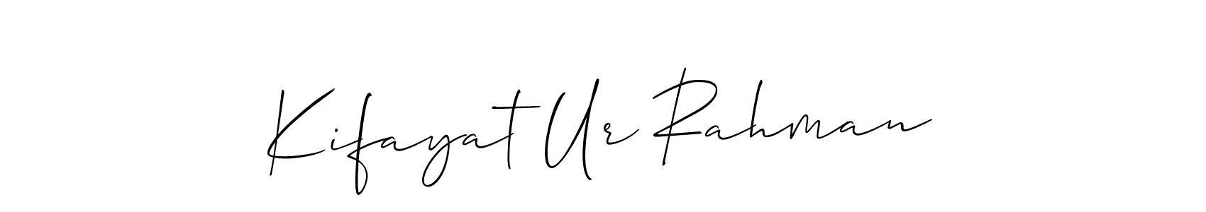 Make a short Kifayat Ur Rahman signature style. Manage your documents anywhere anytime using Allison_Script. Create and add eSignatures, submit forms, share and send files easily. Kifayat Ur Rahman signature style 2 images and pictures png