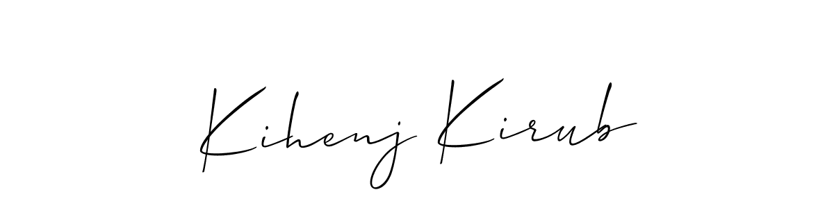 It looks lik you need a new signature style for name Kihenj Kirub. Design unique handwritten (Allison_Script) signature with our free signature maker in just a few clicks. Kihenj Kirub signature style 2 images and pictures png