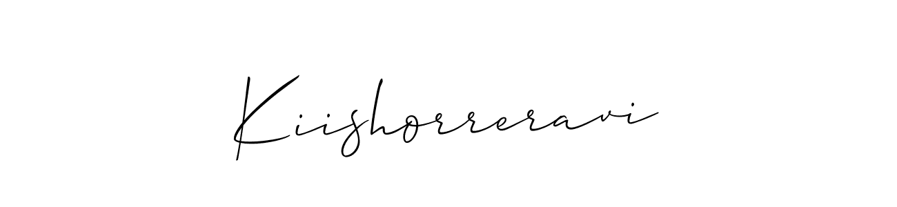 if you are searching for the best signature style for your name Kiishorreravi. so please give up your signature search. here we have designed multiple signature styles  using Allison_Script. Kiishorreravi signature style 2 images and pictures png