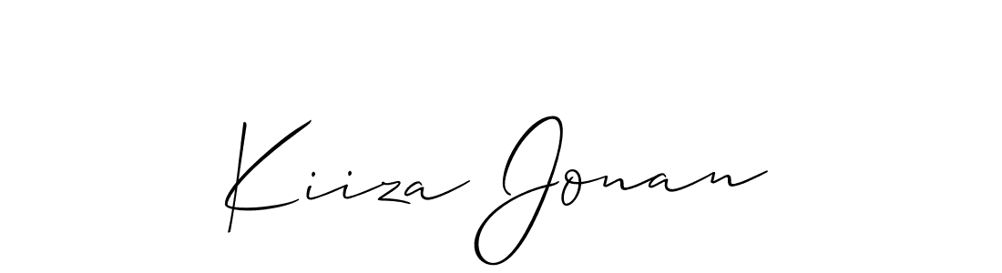 How to make Kiiza Jonan name signature. Use Allison_Script style for creating short signs online. This is the latest handwritten sign. Kiiza Jonan signature style 2 images and pictures png