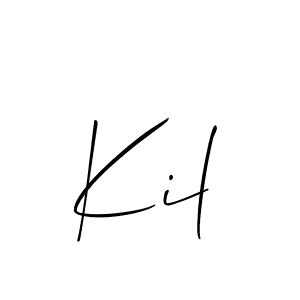 Design your own signature with our free online signature maker. With this signature software, you can create a handwritten (Allison_Script) signature for name Kil. Kil signature style 2 images and pictures png
