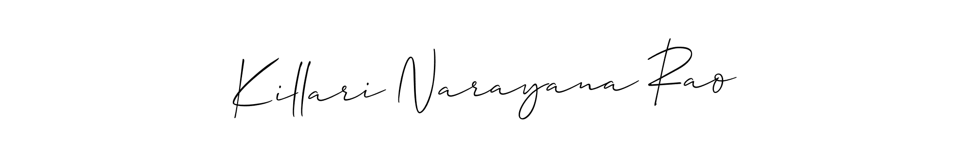 How to Draw Killari Narayana Rao signature style? Allison_Script is a latest design signature styles for name Killari Narayana Rao. Killari Narayana Rao signature style 2 images and pictures png
