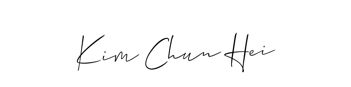 Design your own signature with our free online signature maker. With this signature software, you can create a handwritten (Allison_Script) signature for name Kim Chun Hei. Kim Chun Hei signature style 2 images and pictures png
