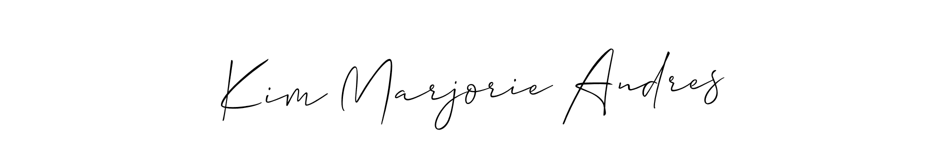 It looks lik you need a new signature style for name Kim Marjorie Andres. Design unique handwritten (Allison_Script) signature with our free signature maker in just a few clicks. Kim Marjorie Andres signature style 2 images and pictures png