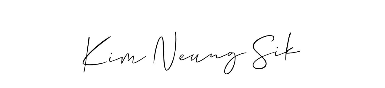 The best way (Allison_Script) to make a short signature is to pick only two or three words in your name. The name Kim Neung Sik include a total of six letters. For converting this name. Kim Neung Sik signature style 2 images and pictures png