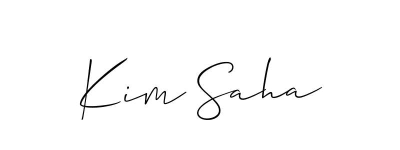 Allison_Script is a professional signature style that is perfect for those who want to add a touch of class to their signature. It is also a great choice for those who want to make their signature more unique. Get Kim Saha name to fancy signature for free. Kim Saha signature style 2 images and pictures png