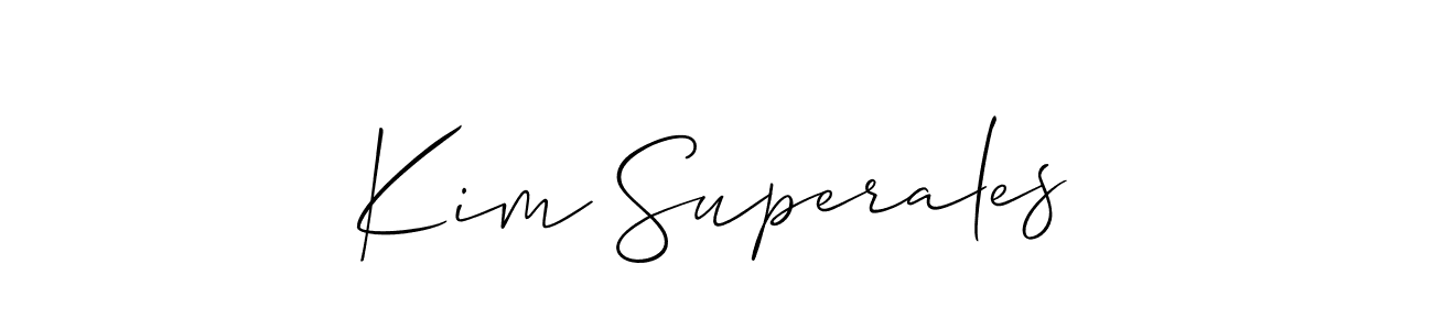 Also You can easily find your signature by using the search form. We will create Kim Superales name handwritten signature images for you free of cost using Allison_Script sign style. Kim Superales signature style 2 images and pictures png