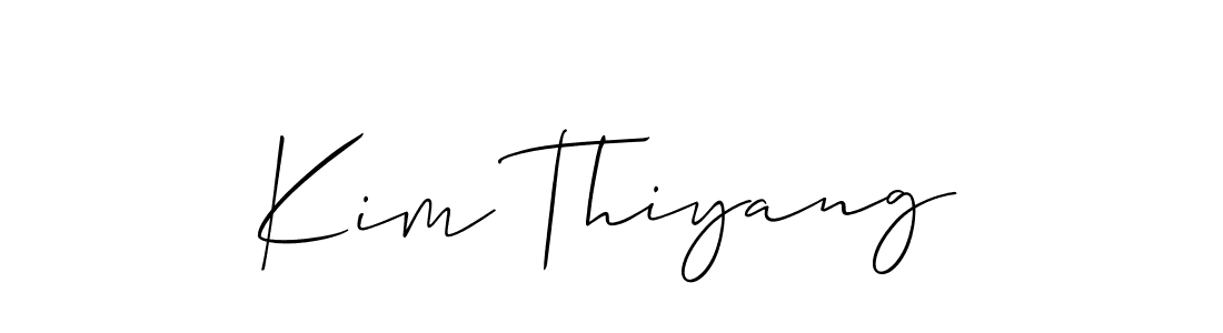The best way (Allison_Script) to make a short signature is to pick only two or three words in your name. The name Kim Thiyang include a total of six letters. For converting this name. Kim Thiyang signature style 2 images and pictures png