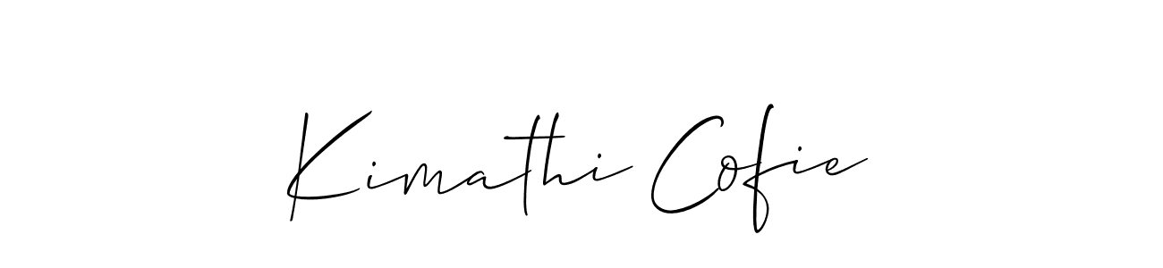 Similarly Allison_Script is the best handwritten signature design. Signature creator online .You can use it as an online autograph creator for name Kimathi Cofie. Kimathi Cofie signature style 2 images and pictures png