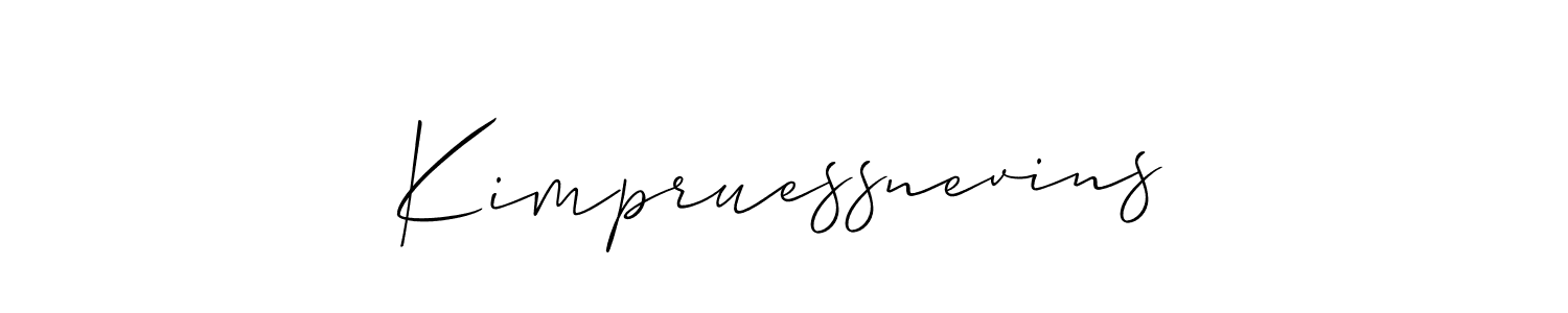 Make a beautiful signature design for name Kimpruessnevins. With this signature (Allison_Script) style, you can create a handwritten signature for free. Kimpruessnevins signature style 2 images and pictures png