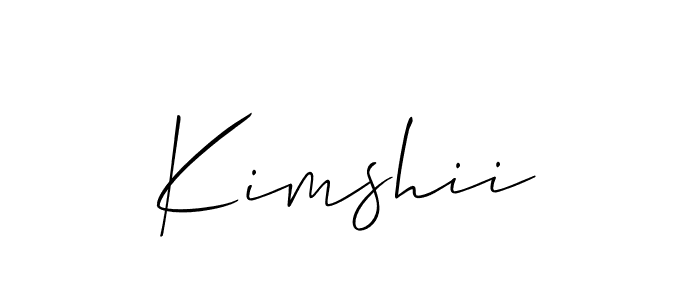 Design your own signature with our free online signature maker. With this signature software, you can create a handwritten (Allison_Script) signature for name Kimshii. Kimshii signature style 2 images and pictures png