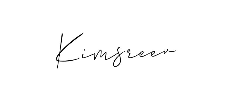 It looks lik you need a new signature style for name Kimsreev. Design unique handwritten (Allison_Script) signature with our free signature maker in just a few clicks. Kimsreev signature style 2 images and pictures png