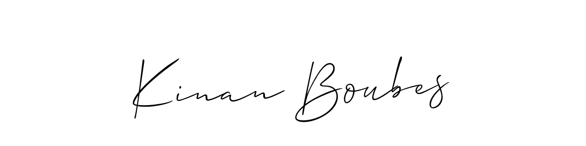 It looks lik you need a new signature style for name Kinan Boubes. Design unique handwritten (Allison_Script) signature with our free signature maker in just a few clicks. Kinan Boubes signature style 2 images and pictures png