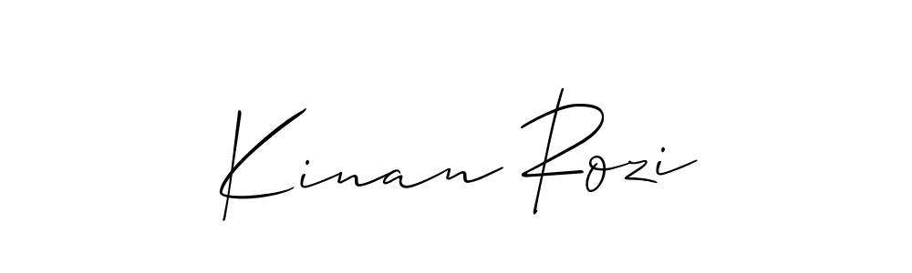 The best way (Allison_Script) to make a short signature is to pick only two or three words in your name. The name Kinan Rozi include a total of six letters. For converting this name. Kinan Rozi signature style 2 images and pictures png