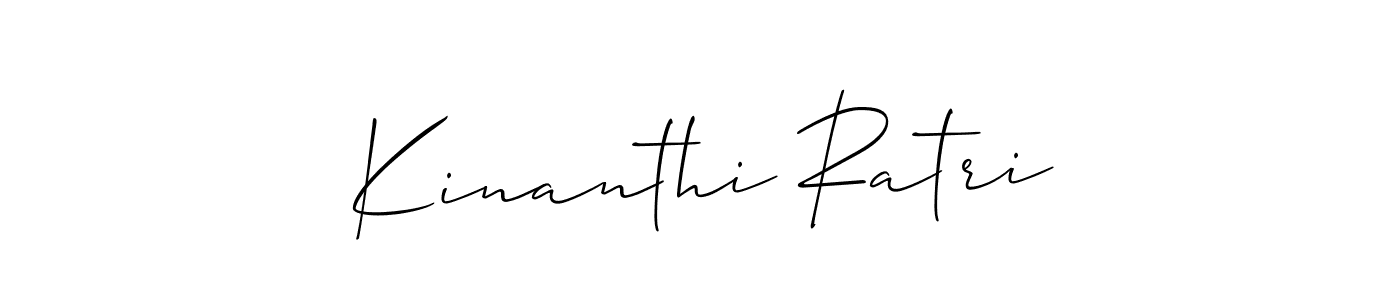 Allison_Script is a professional signature style that is perfect for those who want to add a touch of class to their signature. It is also a great choice for those who want to make their signature more unique. Get Kinanthi Ratri name to fancy signature for free. Kinanthi Ratri signature style 2 images and pictures png