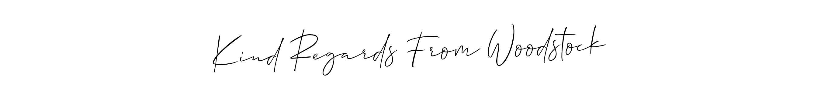How to Draw Kind Regards From Woodstock signature style? Allison_Script is a latest design signature styles for name Kind Regards From Woodstock. Kind Regards From Woodstock signature style 2 images and pictures png