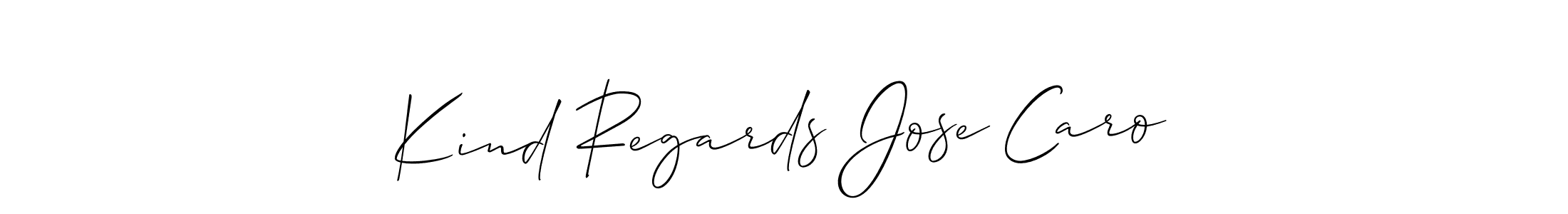 Create a beautiful signature design for name Kind Regards Jose Caro. With this signature (Allison_Script) fonts, you can make a handwritten signature for free. Kind Regards Jose Caro signature style 2 images and pictures png