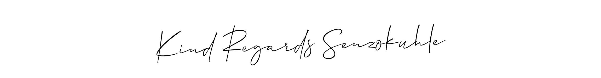 if you are searching for the best signature style for your name Kind Regards Senzokuhle. so please give up your signature search. here we have designed multiple signature styles  using Allison_Script. Kind Regards Senzokuhle signature style 2 images and pictures png