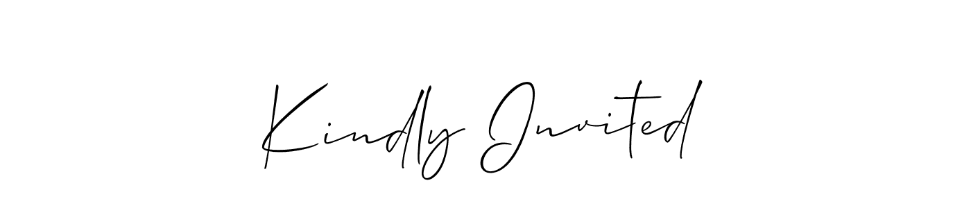 Once you've used our free online signature maker to create your best signature Allison_Script style, it's time to enjoy all of the benefits that Kindly Invited name signing documents. Kindly Invited signature style 2 images and pictures png