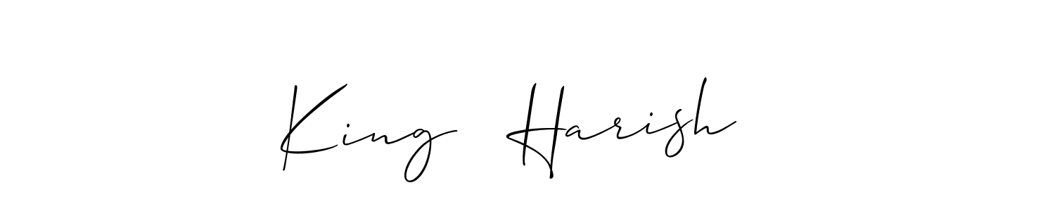Allison_Script is a professional signature style that is perfect for those who want to add a touch of class to their signature. It is also a great choice for those who want to make their signature more unique. Get King   Harish   name to fancy signature for free. King   Harish   signature style 2 images and pictures png