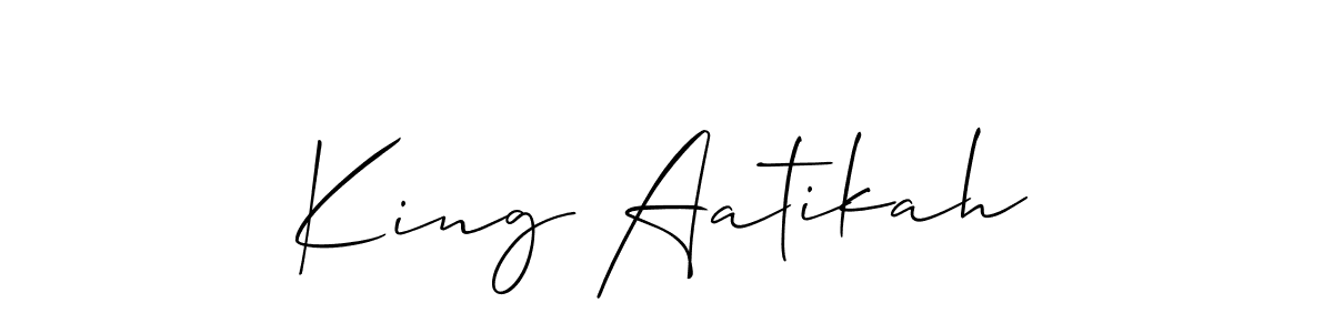 The best way (Allison_Script) to make a short signature is to pick only two or three words in your name. The name King Aatikah include a total of six letters. For converting this name. King Aatikah signature style 2 images and pictures png