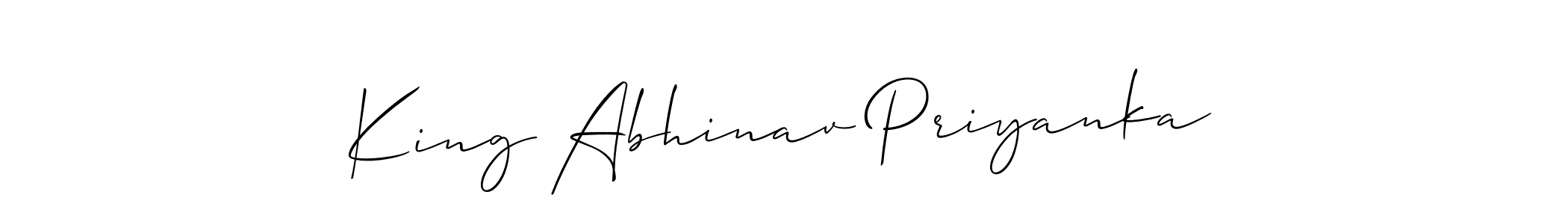 Also we have King Abhinav Priyanka name is the best signature style. Create professional handwritten signature collection using Allison_Script autograph style. King Abhinav Priyanka signature style 2 images and pictures png