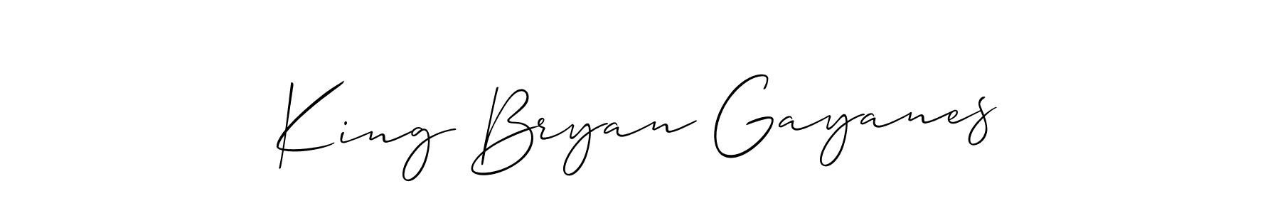 Allison_Script is a professional signature style that is perfect for those who want to add a touch of class to their signature. It is also a great choice for those who want to make their signature more unique. Get King Bryan Gayanes name to fancy signature for free. King Bryan Gayanes signature style 2 images and pictures png