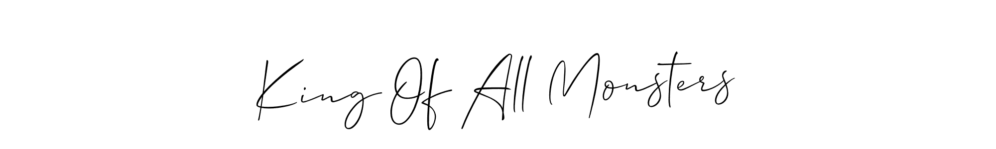 How to Draw King Of All Monsters signature style? Allison_Script is a latest design signature styles for name King Of All Monsters. King Of All Monsters signature style 2 images and pictures png