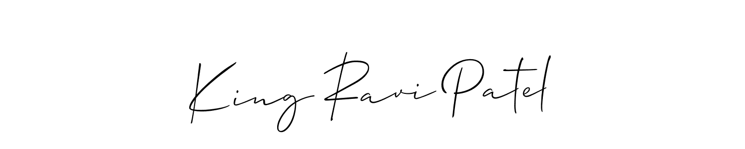 Use a signature maker to create a handwritten signature online. With this signature software, you can design (Allison_Script) your own signature for name King Ravi Patel. King Ravi Patel signature style 2 images and pictures png