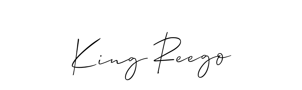 Use a signature maker to create a handwritten signature online. With this signature software, you can design (Allison_Script) your own signature for name King Reego. King Reego signature style 2 images and pictures png