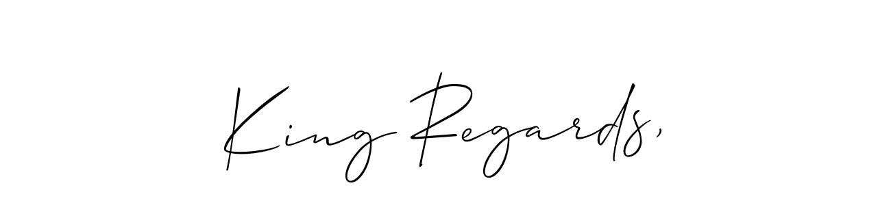 Design your own signature with our free online signature maker. With this signature software, you can create a handwritten (Allison_Script) signature for name King Regards,. King Regards, signature style 2 images and pictures png