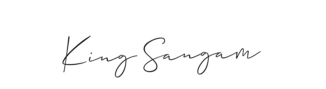 Also we have King Sangam name is the best signature style. Create professional handwritten signature collection using Allison_Script autograph style. King Sangam signature style 2 images and pictures png