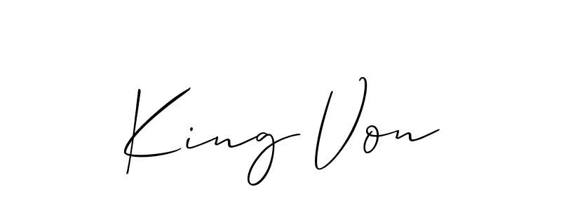 Allison_Script is a professional signature style that is perfect for those who want to add a touch of class to their signature. It is also a great choice for those who want to make their signature more unique. Get King Von name to fancy signature for free. King Von signature style 2 images and pictures png