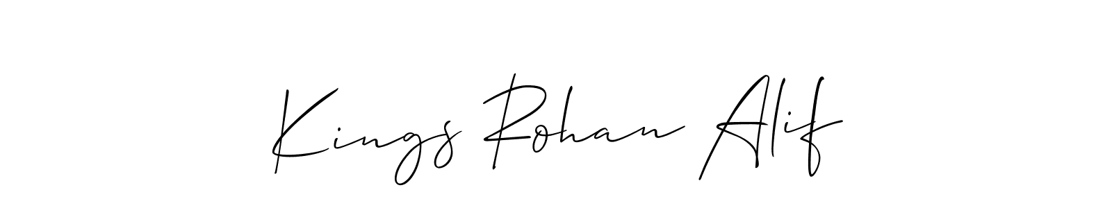 Allison_Script is a professional signature style that is perfect for those who want to add a touch of class to their signature. It is also a great choice for those who want to make their signature more unique. Get Kings Rohan Alif name to fancy signature for free. Kings Rohan Alif signature style 2 images and pictures png