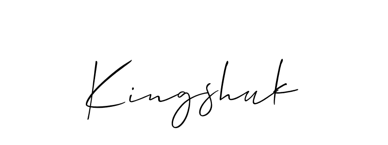 if you are searching for the best signature style for your name Kingshuk. so please give up your signature search. here we have designed multiple signature styles  using Allison_Script. Kingshuk signature style 2 images and pictures png