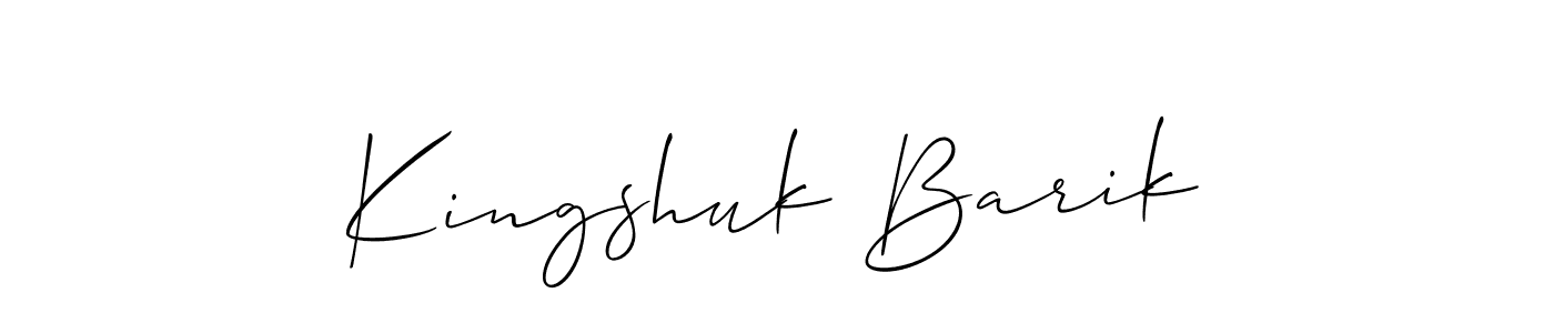 Make a short Kingshuk Barik signature style. Manage your documents anywhere anytime using Allison_Script. Create and add eSignatures, submit forms, share and send files easily. Kingshuk Barik signature style 2 images and pictures png