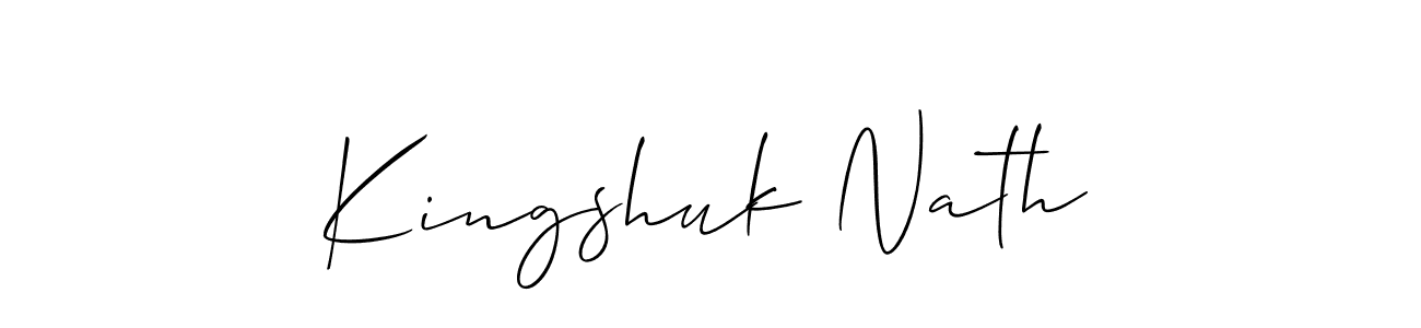 You should practise on your own different ways (Allison_Script) to write your name (Kingshuk Nath) in signature. don't let someone else do it for you. Kingshuk Nath signature style 2 images and pictures png