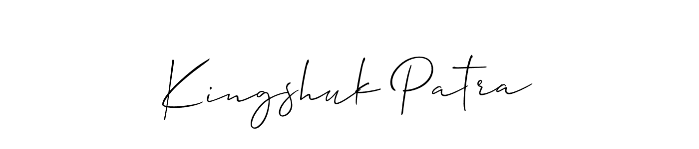 Design your own signature with our free online signature maker. With this signature software, you can create a handwritten (Allison_Script) signature for name Kingshuk Patra. Kingshuk Patra signature style 2 images and pictures png