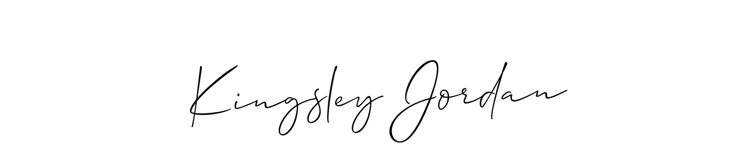 The best way (Allison_Script) to make a short signature is to pick only two or three words in your name. The name Kingsley Jordan include a total of six letters. For converting this name. Kingsley Jordan signature style 2 images and pictures png