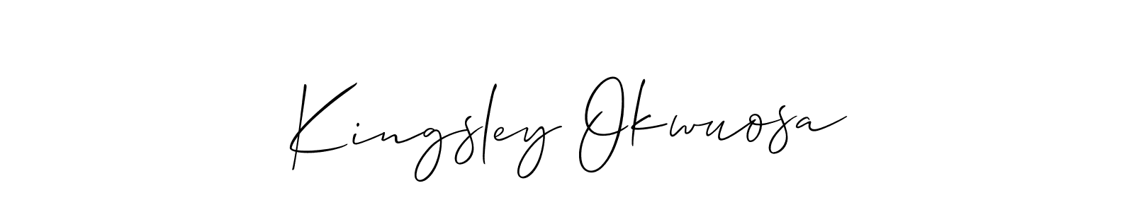 Similarly Allison_Script is the best handwritten signature design. Signature creator online .You can use it as an online autograph creator for name Kingsley Okwuosa. Kingsley Okwuosa signature style 2 images and pictures png
