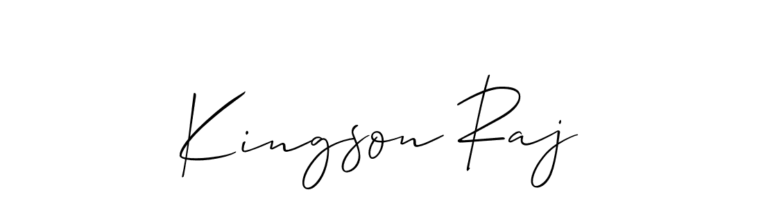 Also You can easily find your signature by using the search form. We will create Kingson Raj name handwritten signature images for you free of cost using Allison_Script sign style. Kingson Raj signature style 2 images and pictures png