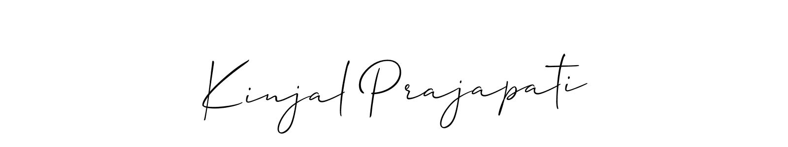 How to Draw Kinjal Prajapati signature style? Allison_Script is a latest design signature styles for name Kinjal Prajapati. Kinjal Prajapati signature style 2 images and pictures png