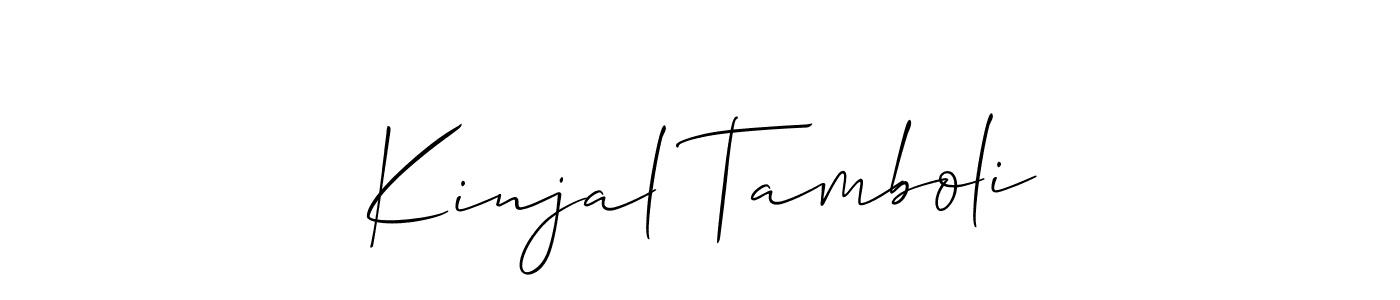 You should practise on your own different ways (Allison_Script) to write your name (Kinjal Tamboli) in signature. don't let someone else do it for you. Kinjal Tamboli signature style 2 images and pictures png