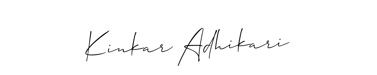 Create a beautiful signature design for name Kinkar Adhikari. With this signature (Allison_Script) fonts, you can make a handwritten signature for free. Kinkar Adhikari signature style 2 images and pictures png
