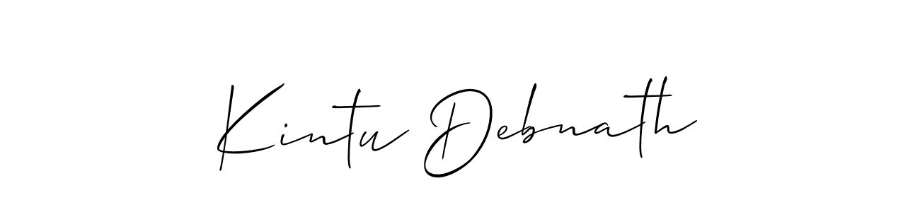 Allison_Script is a professional signature style that is perfect for those who want to add a touch of class to their signature. It is also a great choice for those who want to make their signature more unique. Get Kintu Debnath name to fancy signature for free. Kintu Debnath signature style 2 images and pictures png